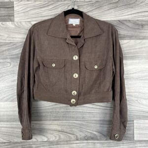 Silver Connections Jacket Blazer Womens S Brown Top Cropped Button Up Y2K Grunge
